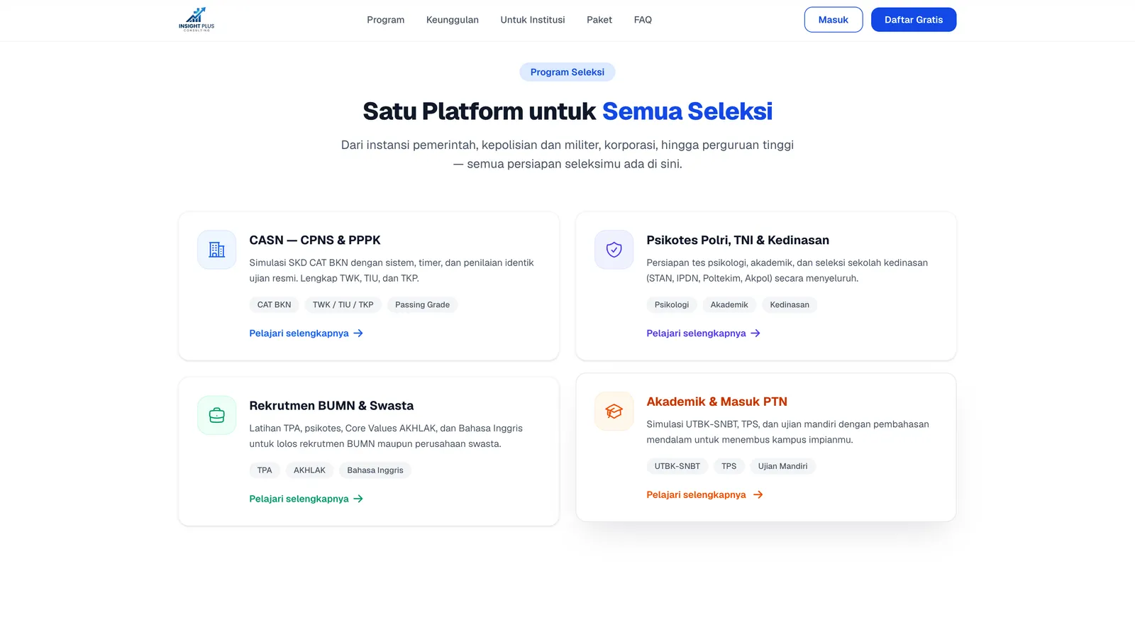 Halaman keunggulan Insight Plus